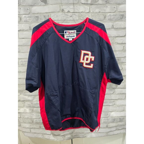 Majestic Authentic Washington Nationals S/S Lined Mesh Rain Jacket Sz L DC MLB - Picture 1 of 11
